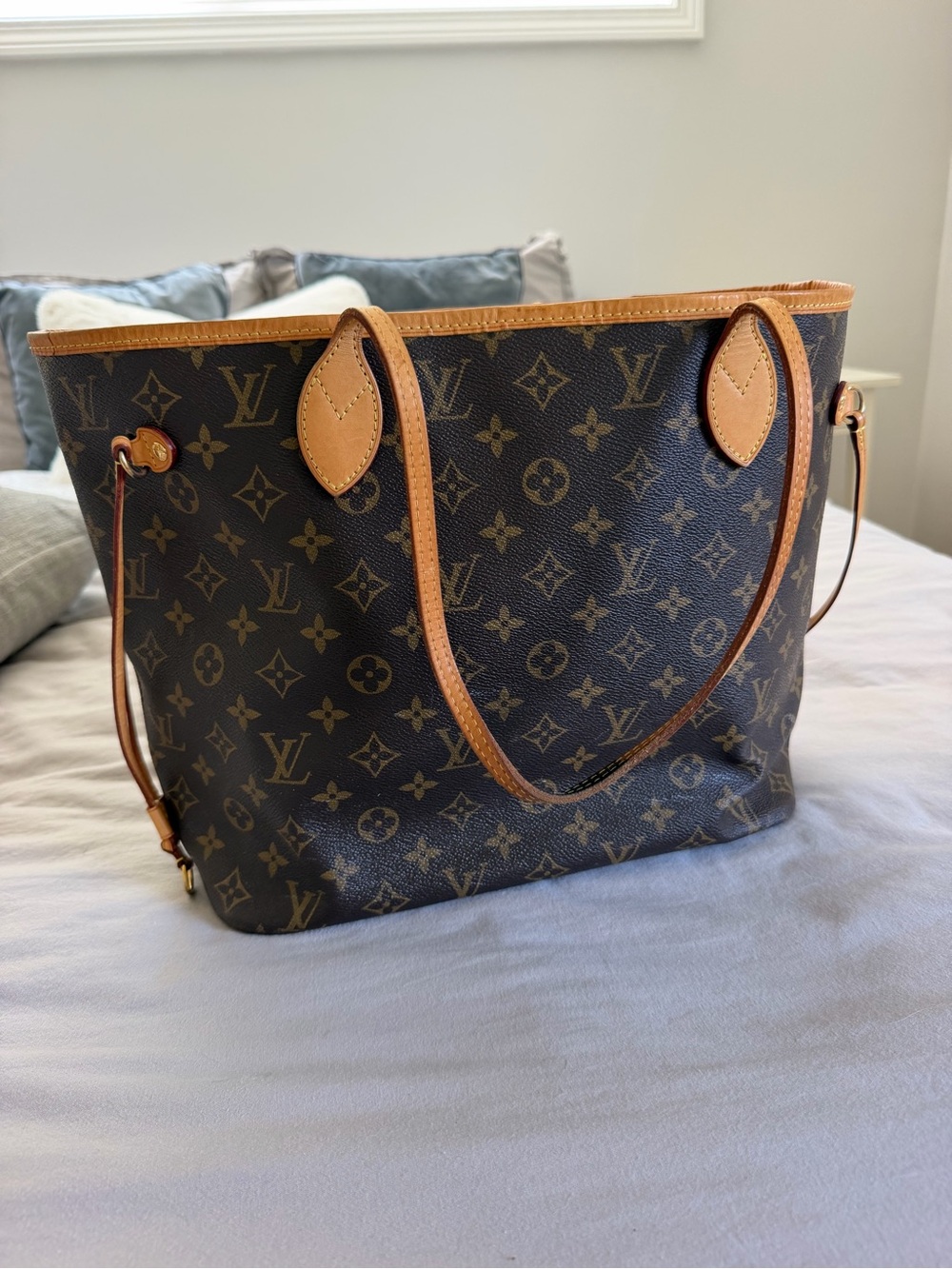 Louis Vuitton Neverfull MM Tote in Brown with Tan Trim Yellow Interior